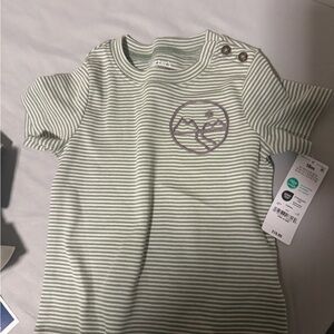 Carter's Gray Striped Tee with Purple Embroidery